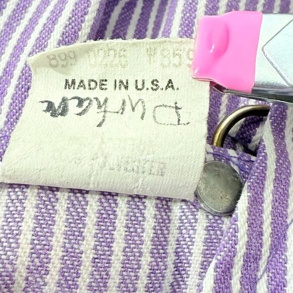 Vintage 70s 80s OshKosh Vestbak Purple Railroad Stripe Overalls USA Made 2T 3T - Picture 6 of 10